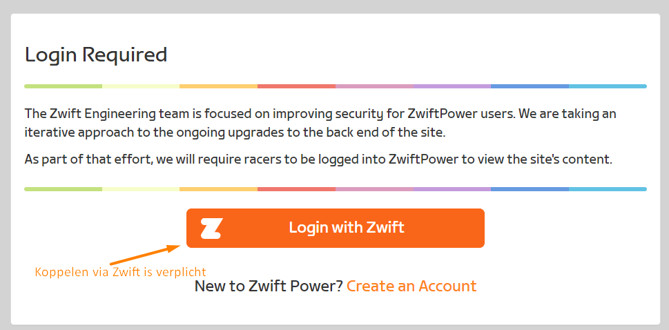 ZwiftPower gegevens worden pas beschikbaar zodra je je Zwift account hebt gekoppeld en toestemming hebt gegeven tot het platform