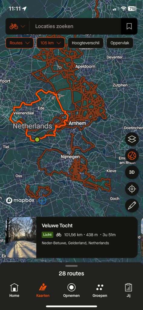 100 kilometer fietsen is goed te plannen met de Strava app