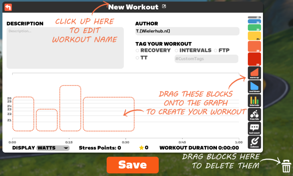 Een eigen Zwift workout maken in de Zwift applicatie