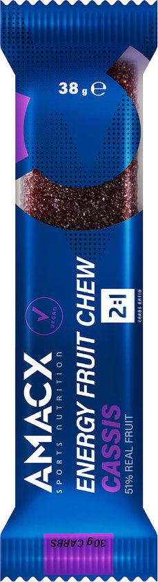 Amacx energy chews met fruitsmaken. Cassis.
