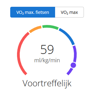 Voorbeeld VO2max weergave in Garmin Connect